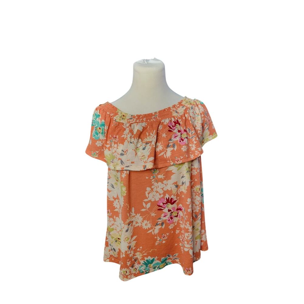 LC Lauren Conrad Coral Floral Top